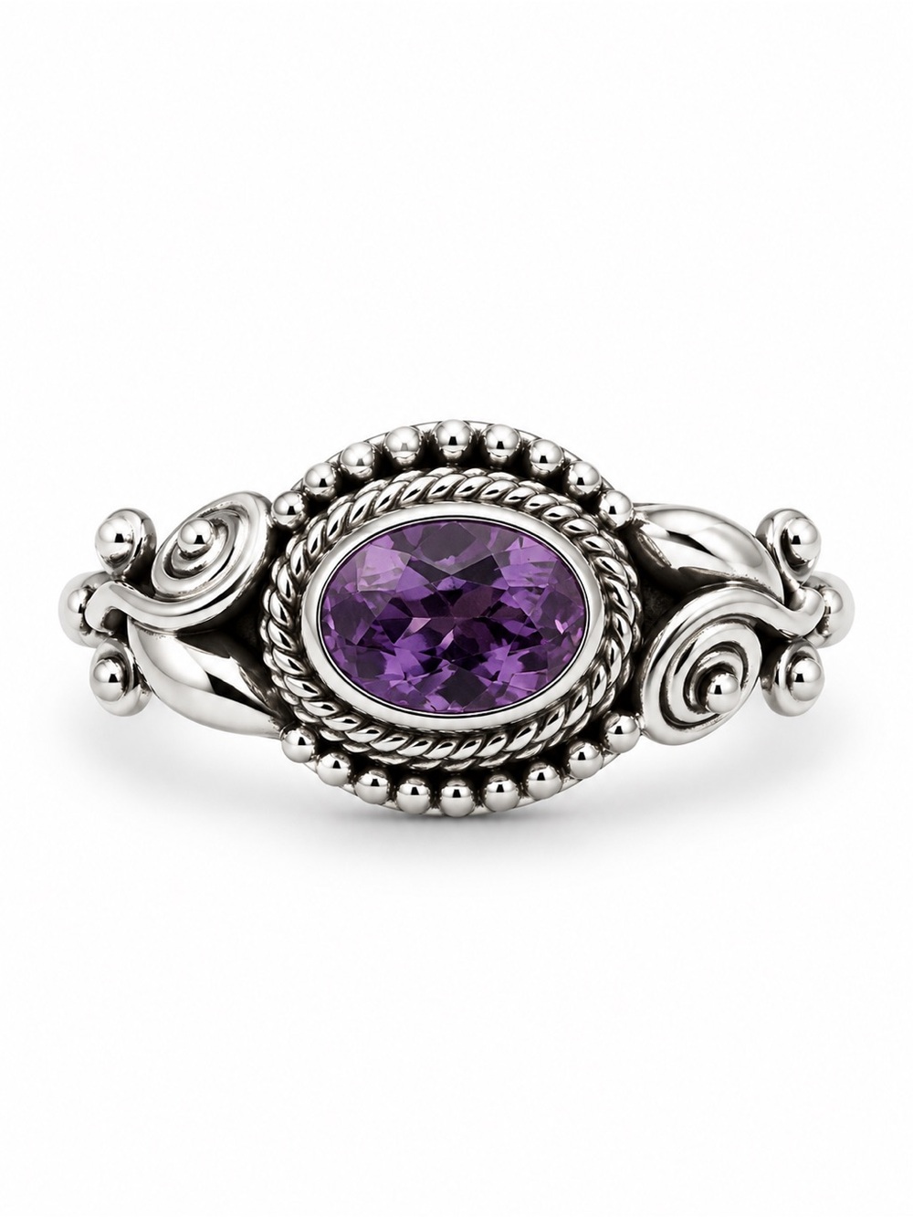 Amethyst Oval Filligree Ring